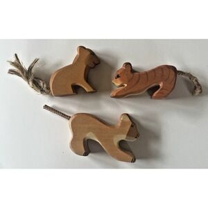 Holztiger Ostheimer Lion Cub Tiger Wooden Animal Lot Waldorf Montessori Toys